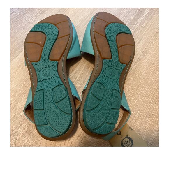 Born Inlet Slingback Open Toe Sandal Size 11 Turquoise Leather Comfort Flat Shoe - Picture 6 of 7